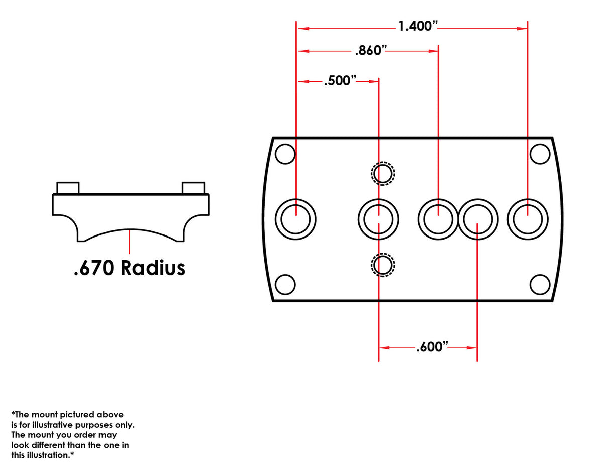 Universal Vortex Viper / Venom .670" Radius Sight Mount (fits Burris FastFire, Docter, Viridian RFX25)