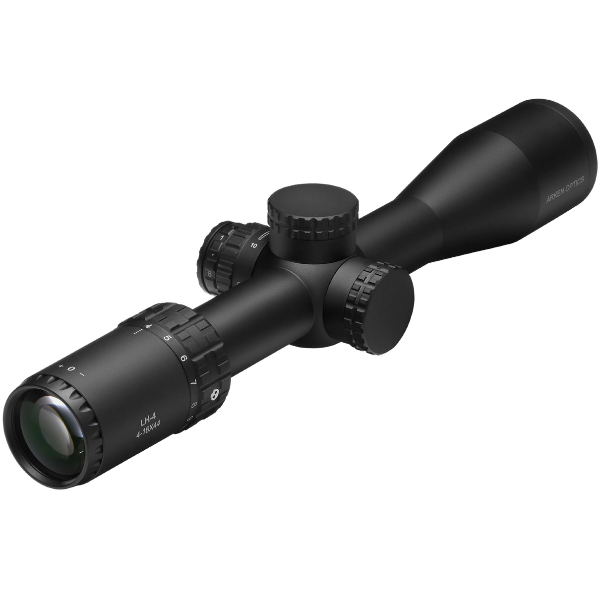 Arken Optics LH-4 4-16x44 FFP Rifle Scope with Illuminated VPR/VHR Reticle and Capped Tool-Less Turrets – 30mm Tube