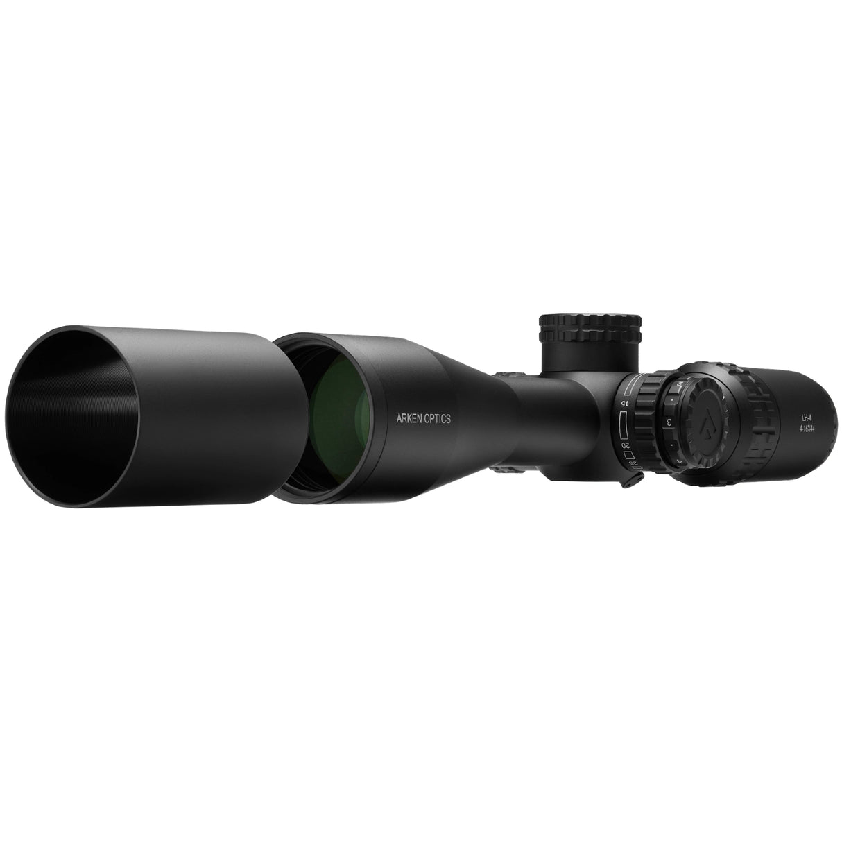 Arken Optics LH-4 4-16x44 FFP Rifle Scope with Illuminated VPR/VHR Reticle and Capped Tool-Less Turrets – 30mm Tube