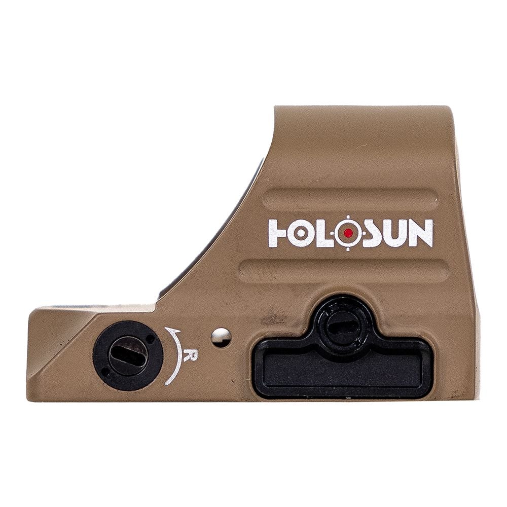 Holosun FDE 407A3, 3MOA, Red Dot, Side Battery, Shake Awake - HS407A3-X2-BRN