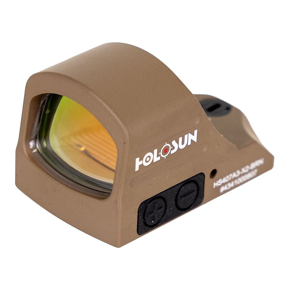 Holosun FDE 407A3, 3MOA, Red Dot, Side Battery, Shake Awake - HS407A3-X2-BRN