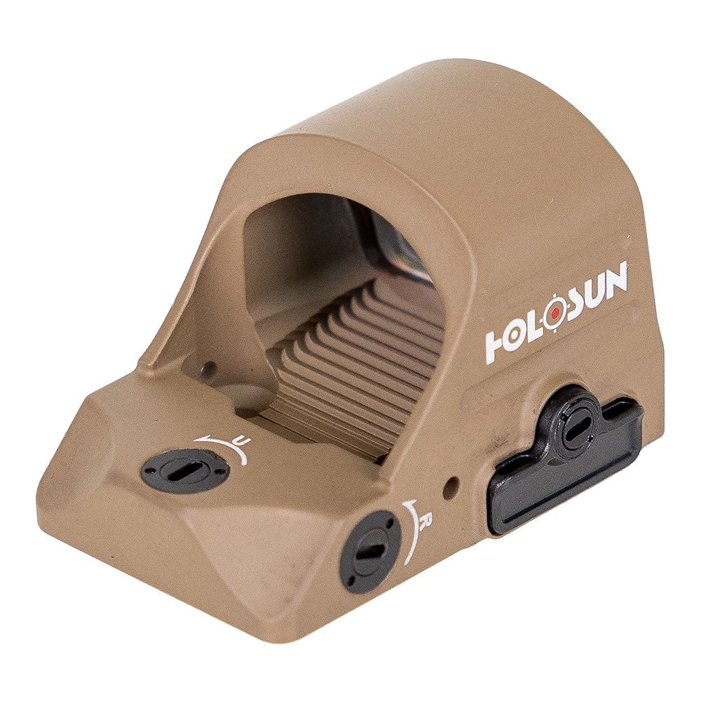 Holosun FDE 407A3, 3MOA, Red Dot, Side Battery, Shake Awake - HS407A3-X2-BRN