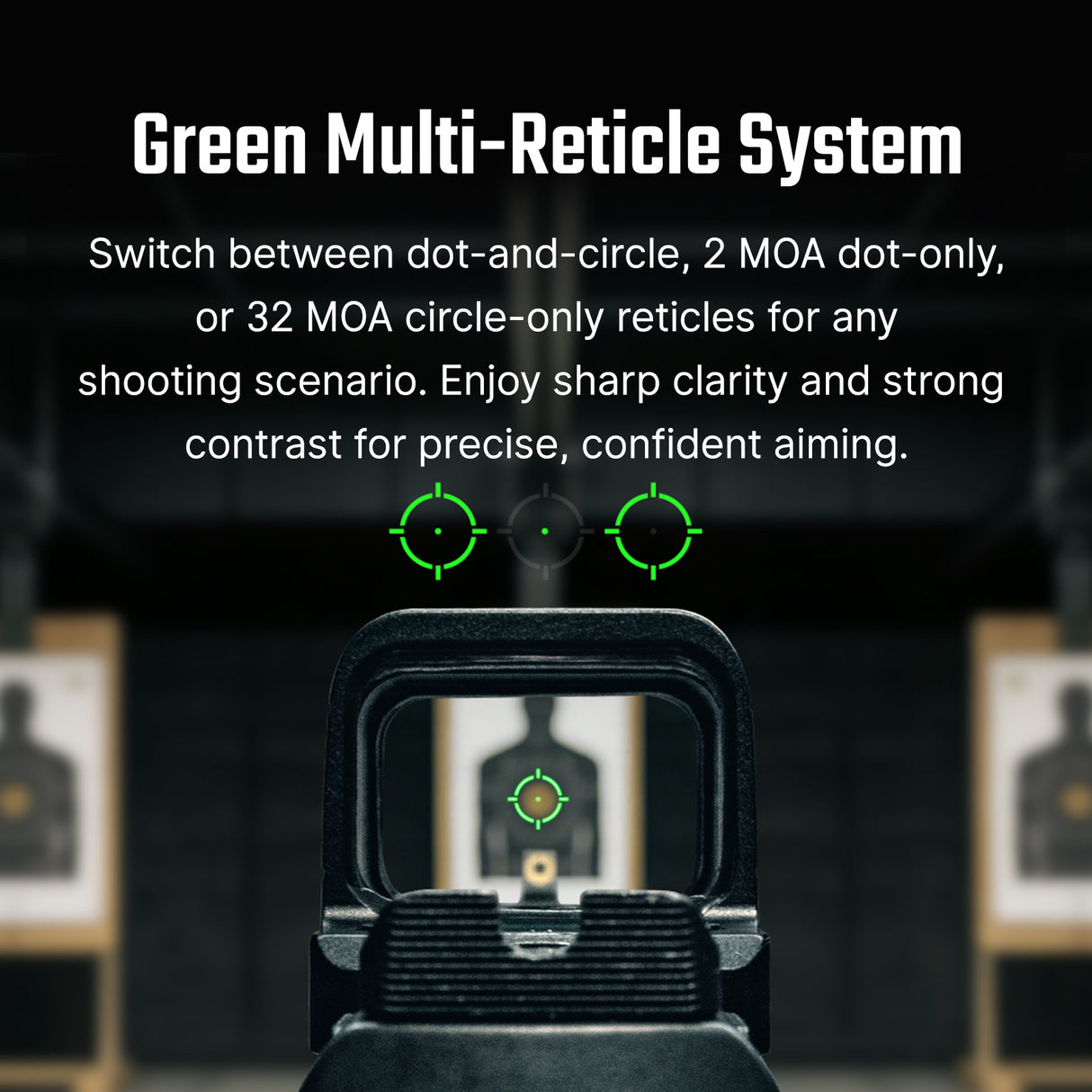 Osight SE Enclosed Green MRS Reticle 2 MOA Dot + 32 MOA Circle, Side Battery, RMSc Footprint