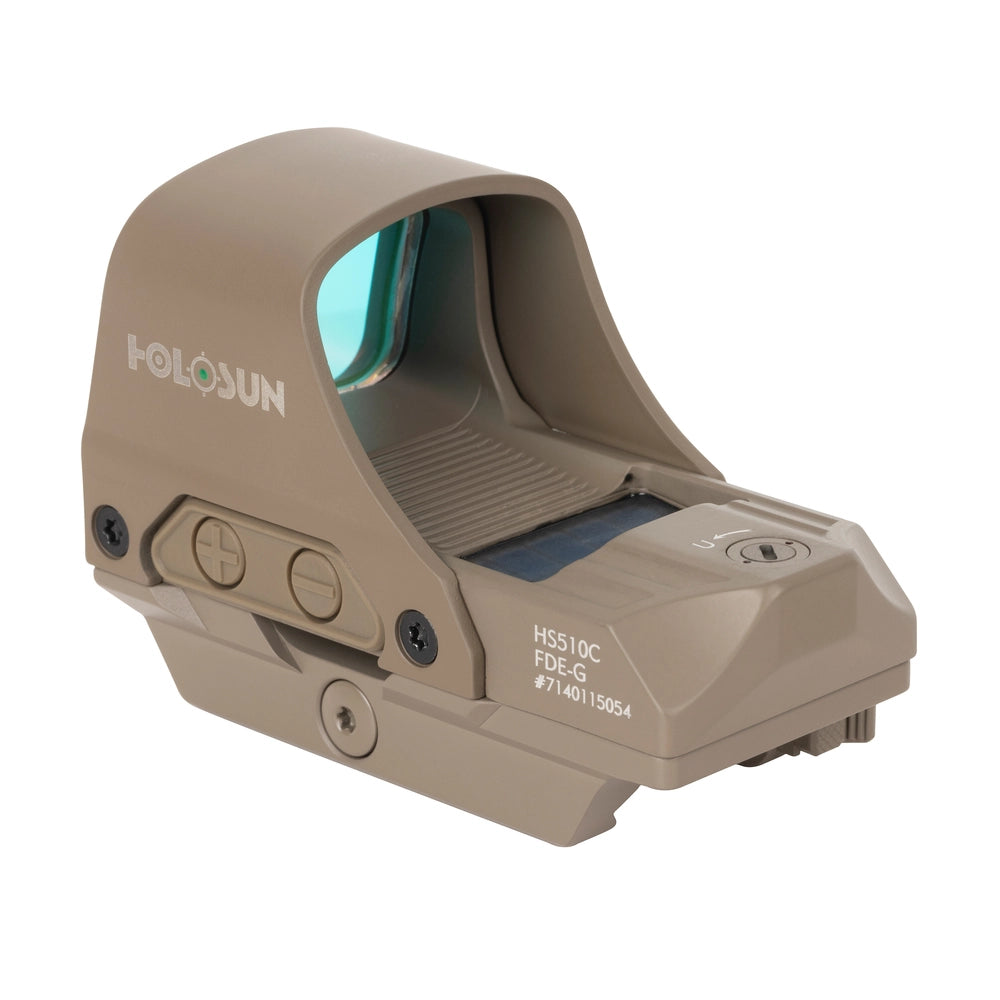 Holosun HS510C FDE Green Dot 65 MOA Circle 2 MOA Green Dot Aluminum Housing Matte Finish Solar with Internal Battery - HE510C-GR-FDE