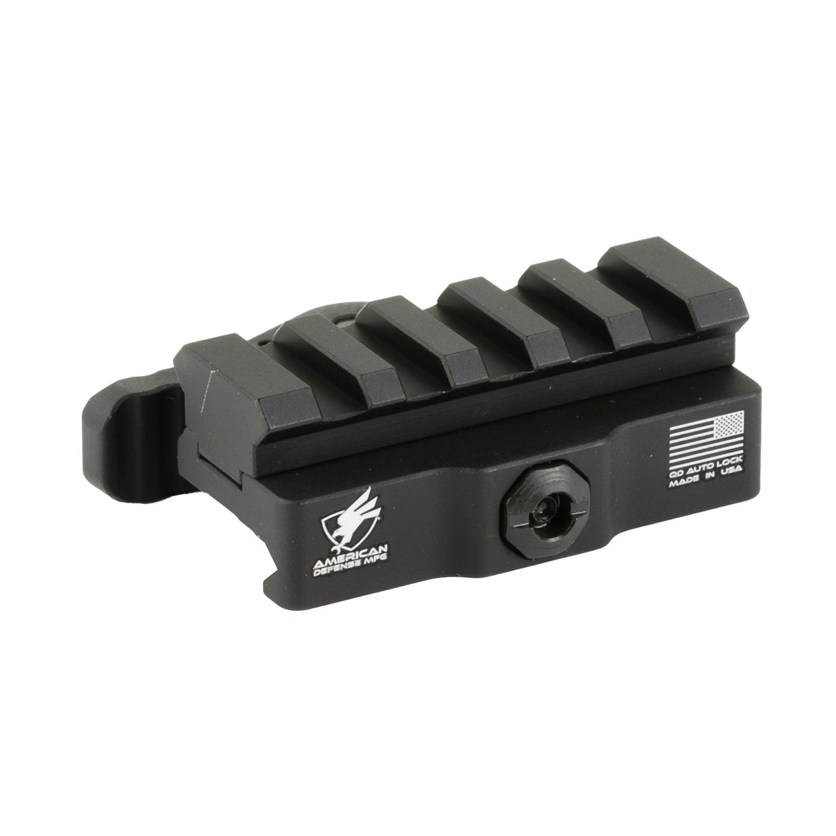 American Defense Mfg Picatinny Riser 5-Slot Quick Detach Bases in Black Anodized - 1