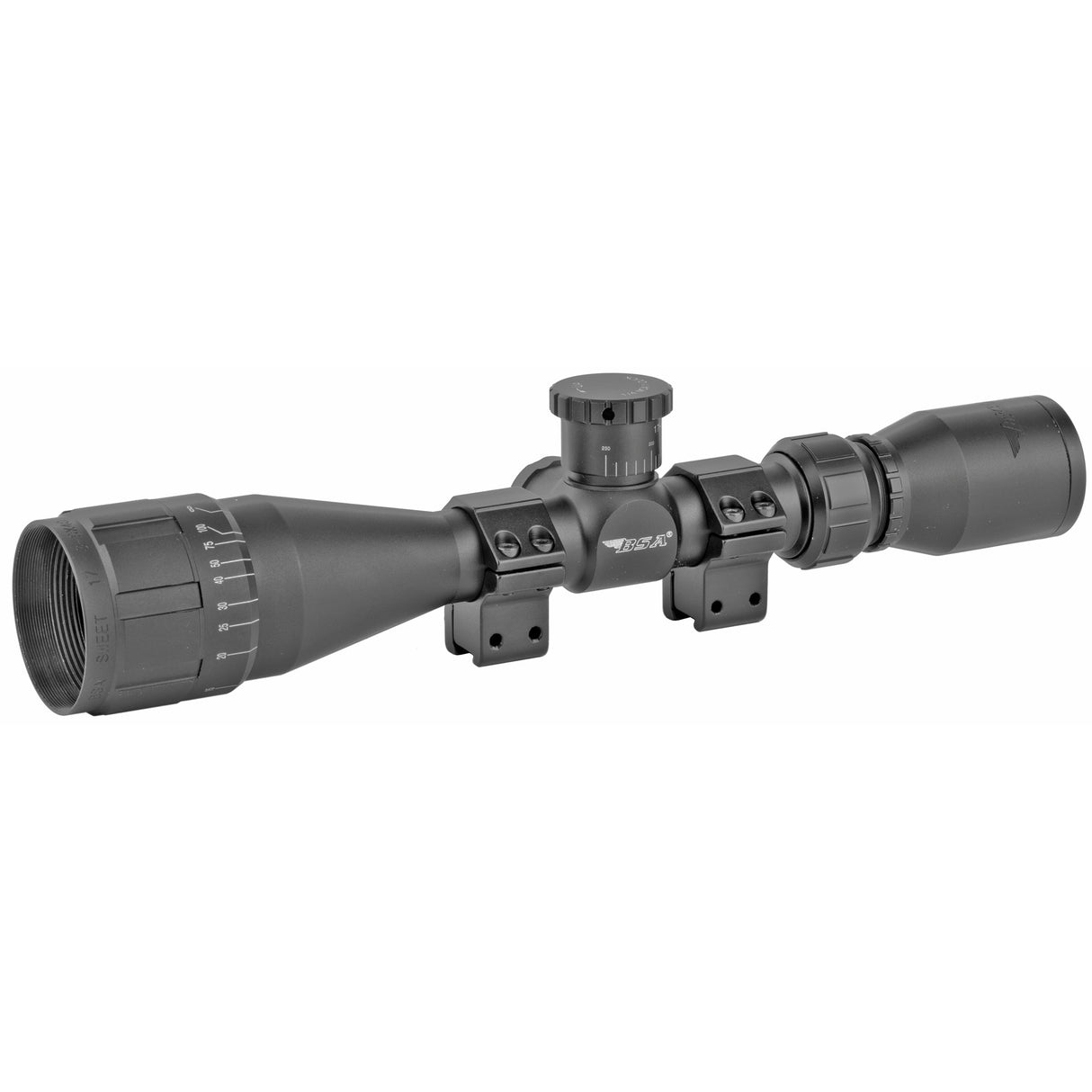 BSA Optics Sweet 17 AO 3-9x40mm .17 HMR Duplex Riflescope w/ Dovetail Rings - BSA17-39X40AOWRTB - 1