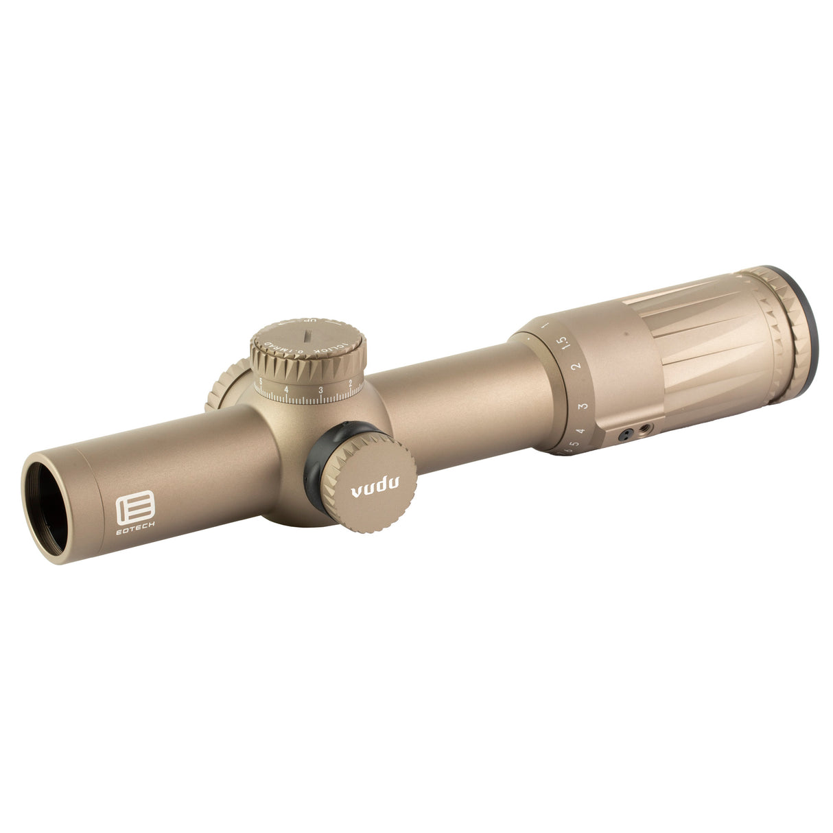 EOTech Vudu 1-10x28mm 34mm FFP Illuminated SR5 MRAD Riflescope, Tan - EOVDU1-10FFSR5TAN - 1