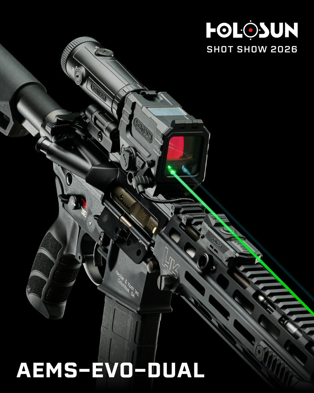 Holosun AEMS EVO Dual Red Dot with Green & IR Laser, MRS Reticle, Solar Failsafe, Shake Awake, NV Compatible – AEMS-EVO-DUAL