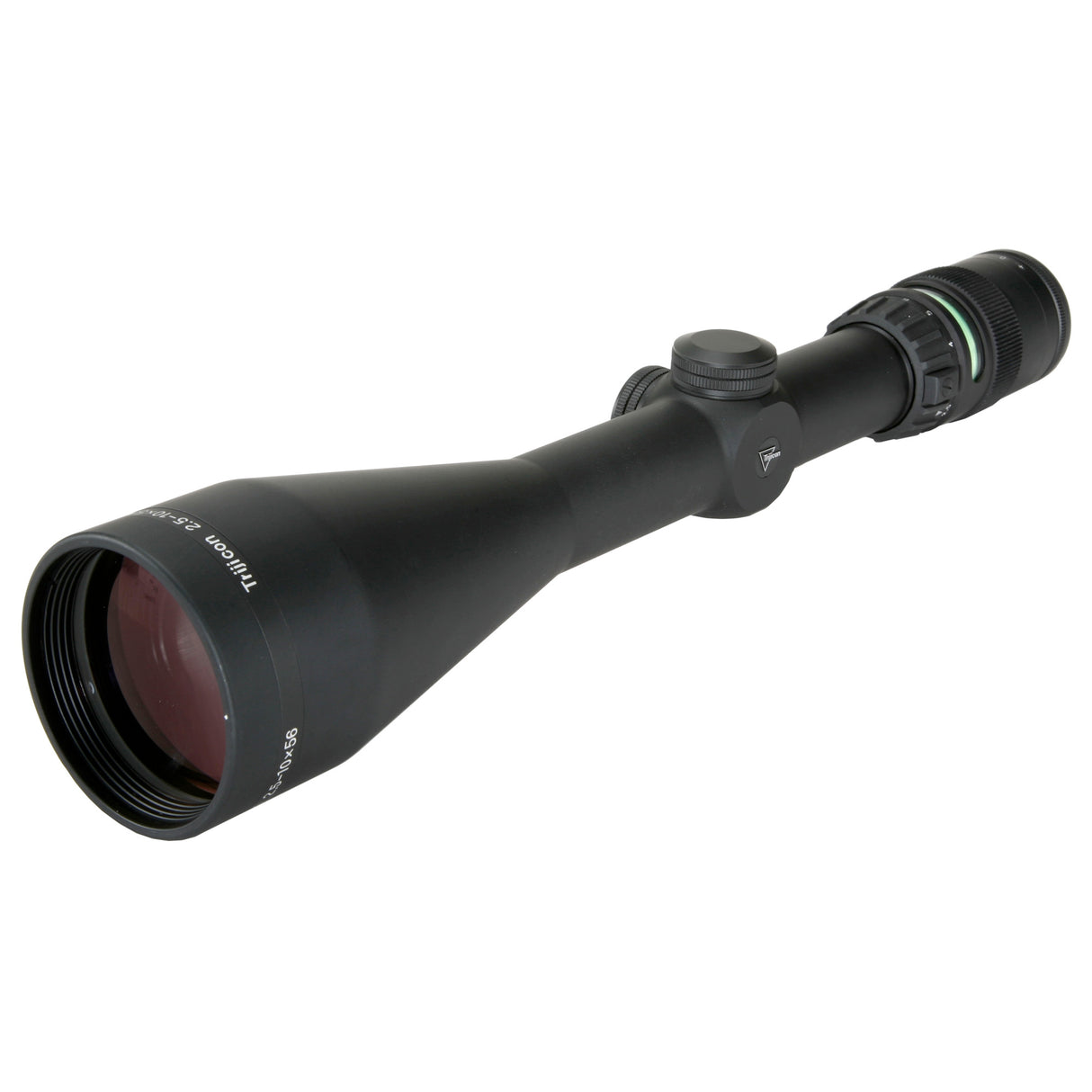 Trijicon AccuPoint 2.5-10x56 Variable Riflescope (TR22-1G) with Green Dot illuminated reticle, featuring battery-free fiber optics and tritium.