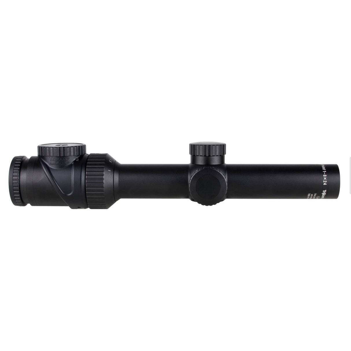 Trijicon AccuPoint 1-8x24 SFP Riflescope with Red BAC Illuminated Reticle for hunting and long-range shooting. Features 1-8x magnification, fiber optic, and tritium power.