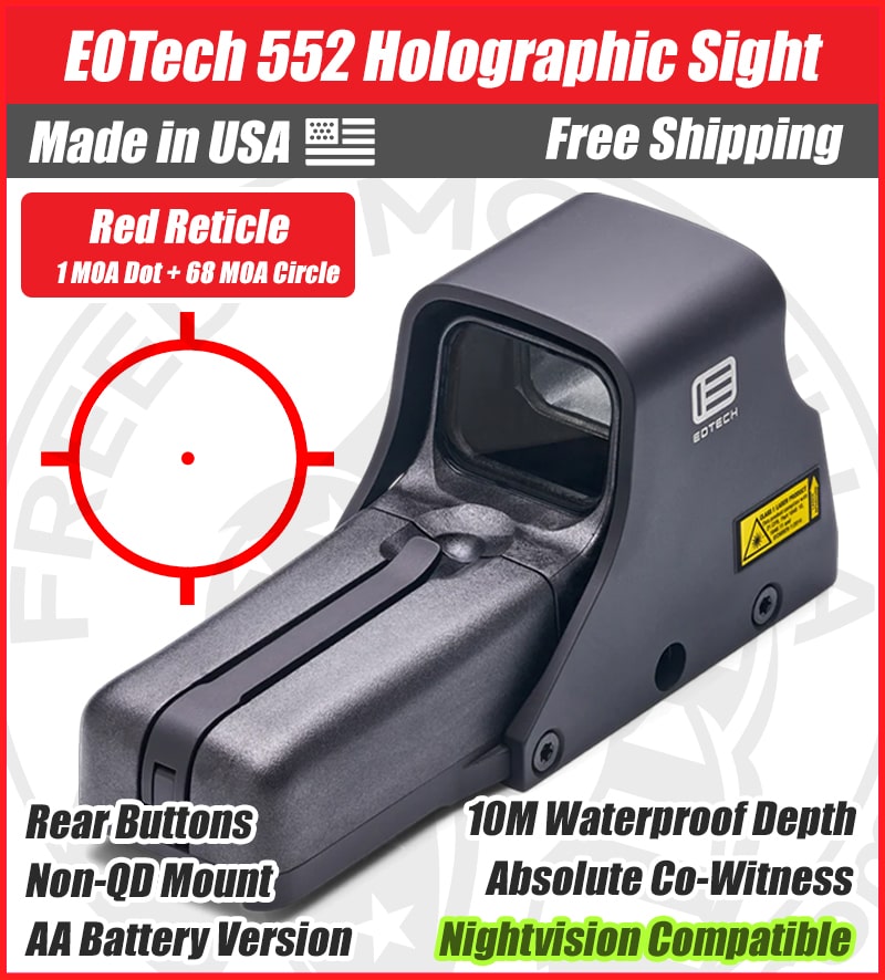 EOTech 552 Holographic Red Dot Sight, 1 MOA Dot, 68 MOA Outer Ring - 552.A65