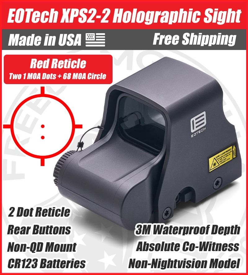 EOTech XPS2-2 Holographic Red Dot Sight, Two 1 MOA Dots, 68 MOA Outer Ring - XPS2-2