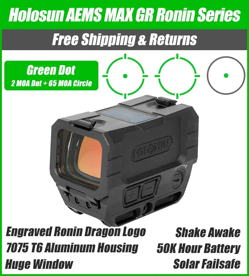 Holosun AEMS MAX - Ronin Series - Red Dot - Green Dot - Engraved Ronin Dragon Logo