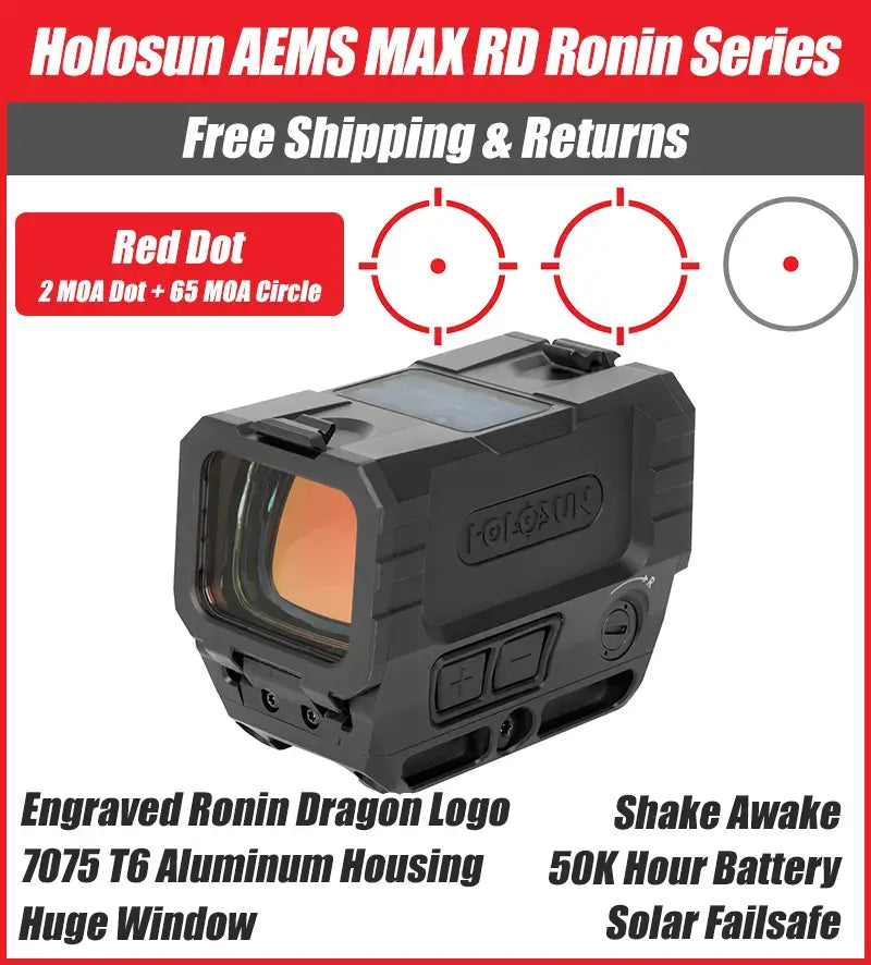 Holosun AEMS MAX - Ronin Series - Red Dot - Green Dot - Engraved Ronin Dragon Logo