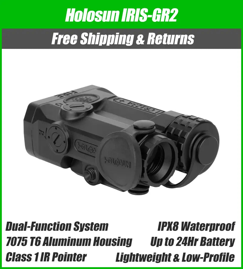 Holosun IRIS 2 Dual Function Laser – Red/Green Visible Laser & Class 1 IR Pointer, Remote Switch – Fits Picatinny – IRIS-RD2, IRIS-GR2