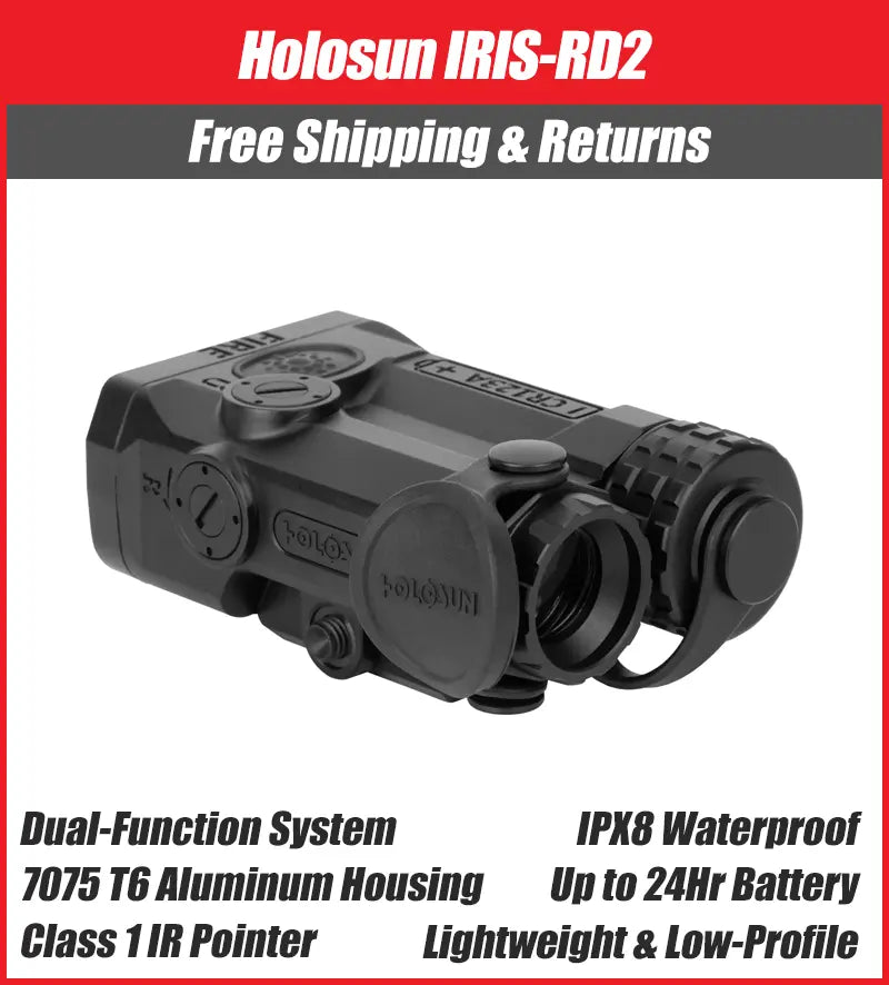 Holosun IRIS 2 Dual Function Laser – Red/Green Visible Laser & Class 1 IR Pointer, Remote Switch – Fits Picatinny – IRIS-RD2, IRIS-GR2