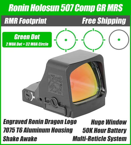 Holosun 507 Comp - Ronin Series - Red Dot - Green Dot - Engraved Ronin Dragon Logo
