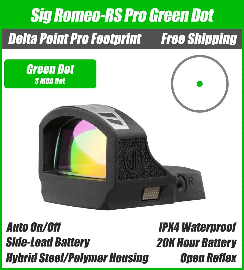 Sig Sauer Romeo RS Pro Green Dot, DPP Footprint, Black Housing