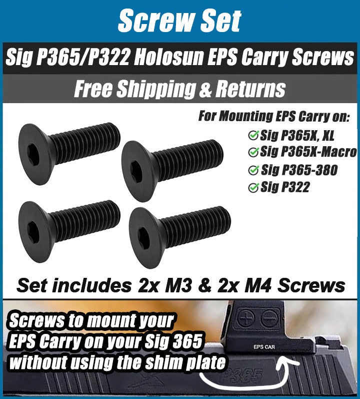 Sig P365x/xl/xmacro/365-380/322 Holosun EPS Carry, SCS Carry Screws - Set of 4