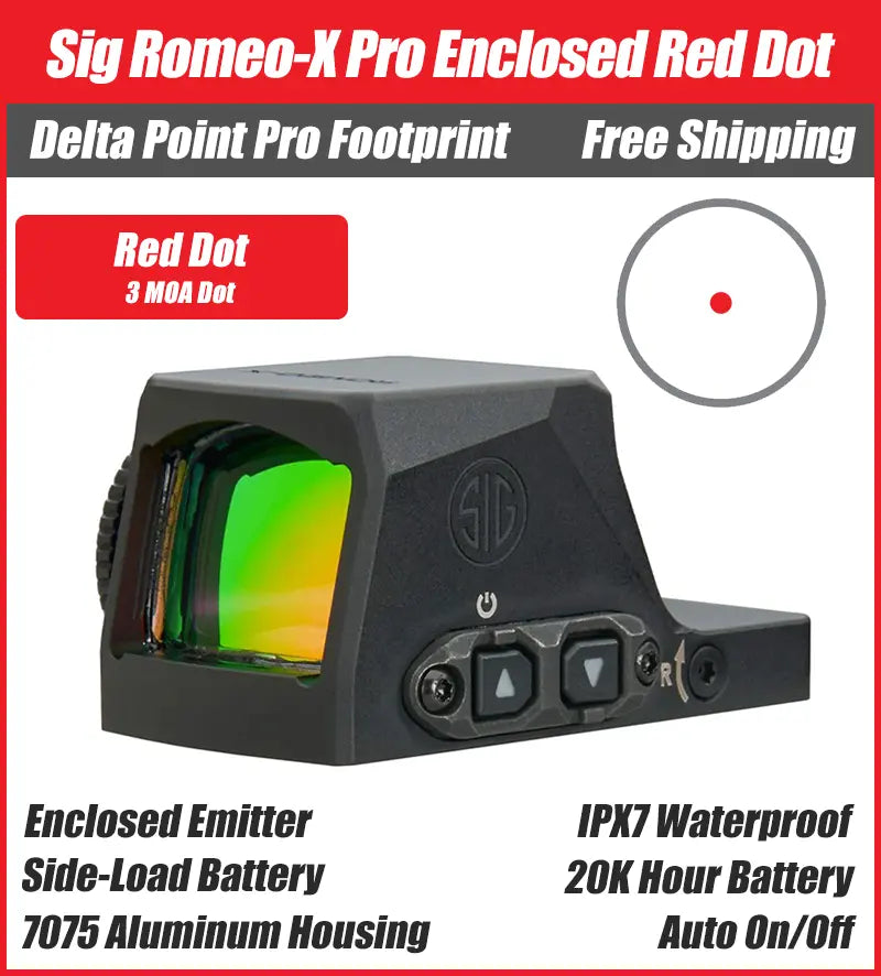 SIG ROMEO-X PRO Enclosed Emitter Red Dot - 3MOA, 6MOA, Circle Dot - Delta Point Pro (DPP) Footprint - SORX1300, SORX1330, SORX1360