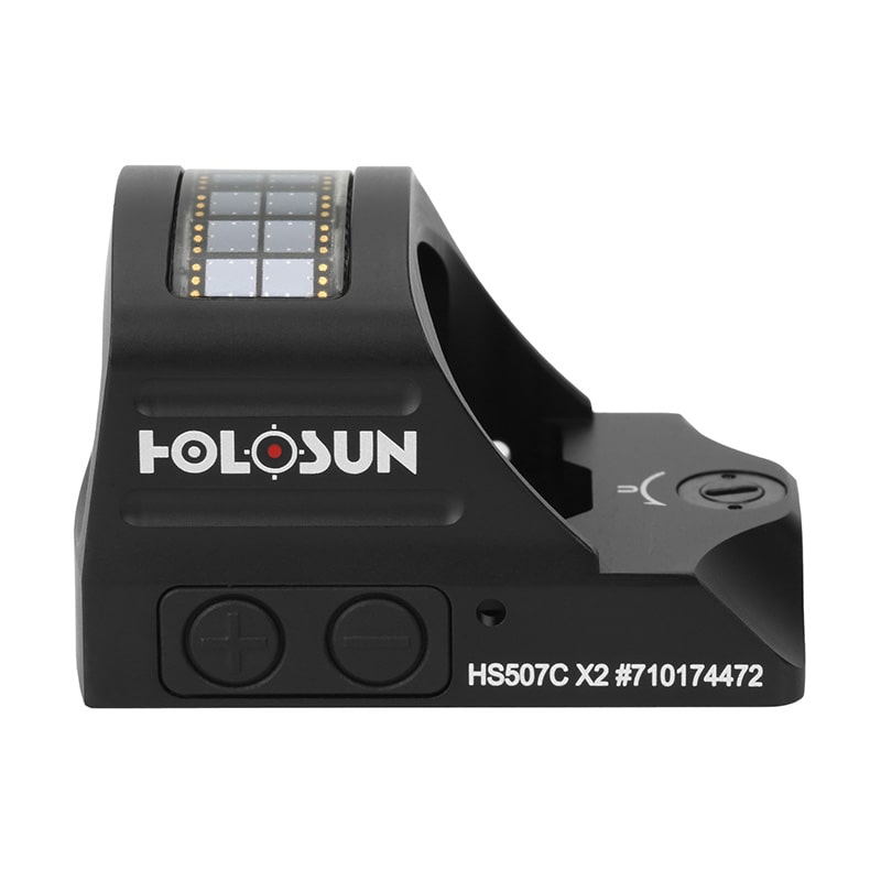 Holosun 507C X2, 32 MOA Ring & 2 MOA Red Dot, RMR Footprint, MRS Reticle, Side Battery, Solar Failsafe - HS507CX2