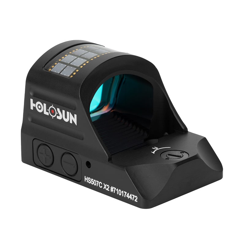 Holosun 507C X2, 32 MOA Ring & 2 MOA Red Dot, RMR Footprint, MRS Reticle, Side Battery, Solar Failsafe - HS507CX2