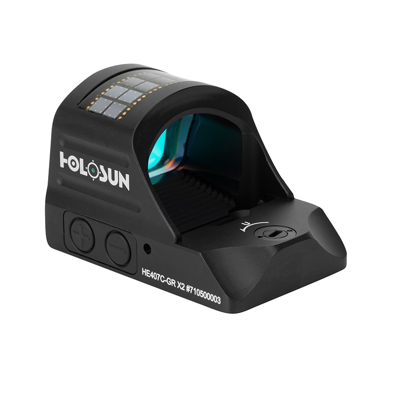 Holosun 407C X2 2 MOA Green Dot, RMR Footprint, Side Battery, Solar Failsafe - HE407C-GR-X2