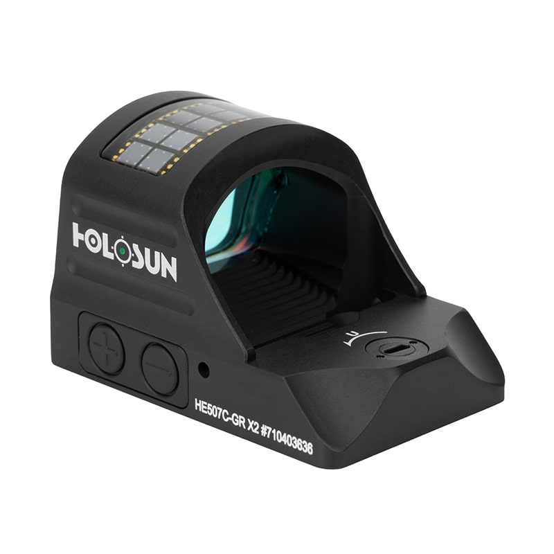 Holosun 507C Green X2, 32 MOA Ring & 2 MOA Green Dot, RMR Footprint, MRS Reticle, Side Battery, Solar Failsafe - HE507C-GR-X2