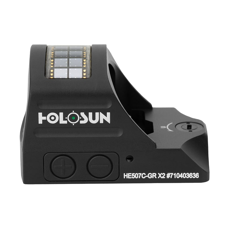 Holosun 507C Green X2, 32 MOA Ring & 2 MOA Green Dot, RMR Footprint, MRS Reticle, Side Battery, Solar Failsafe - HE507C-GR-X2
