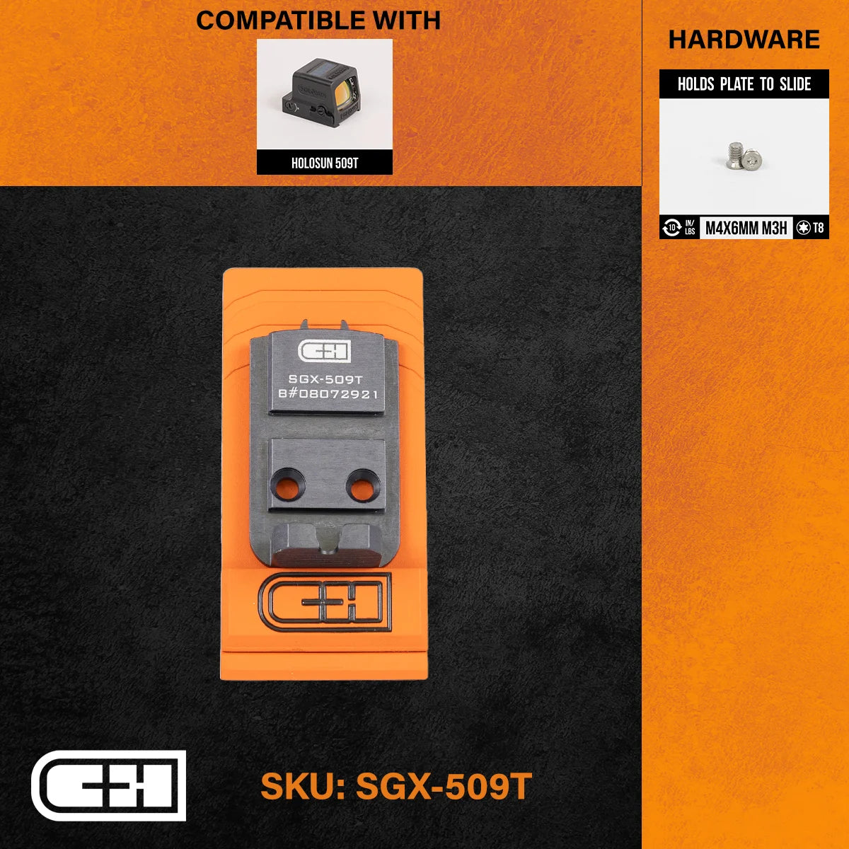 Sig P320 Romeo 1 Pro Slide and without Rear Dovetail Sights Attached to Holosun 509T Adapter Plate for - CHPWS - SGX-509T