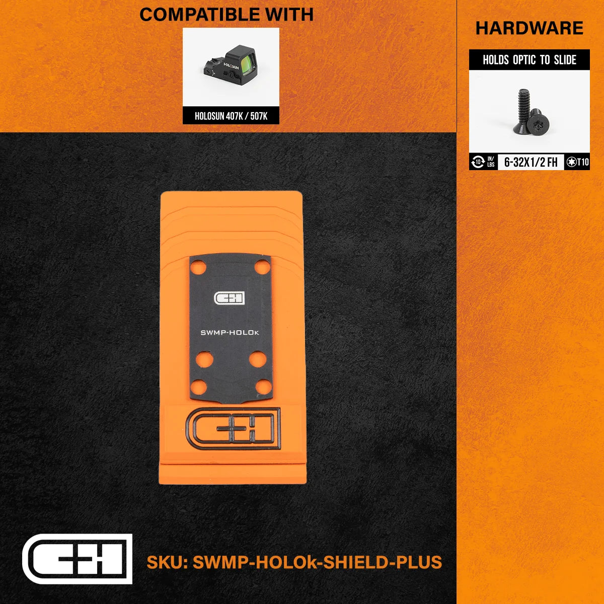 S&W Shield Plus Optics Ready to the Holosun 407/507K/EPS Carry Adapter Plate - CHPWS - SWMP-HOLOk-SHIELD-PLUS