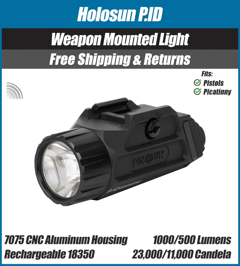 Holosun PID, Light, 1000 Lumens, Fits Picatinny