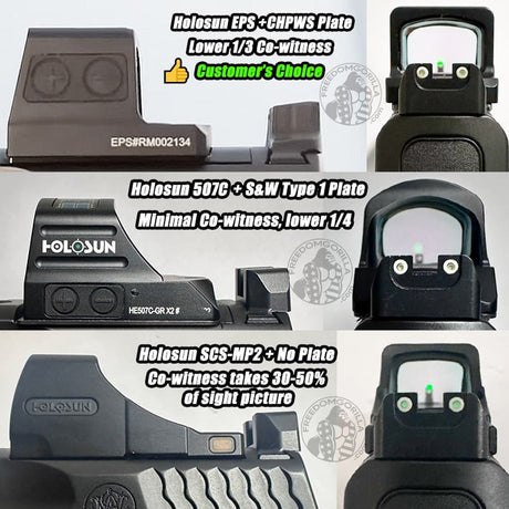 Co-Witness Photo Comparison: S&W M&P 2.0 with Suppressor Height Sights with Holosun SCS-MP2, 507C, EPS