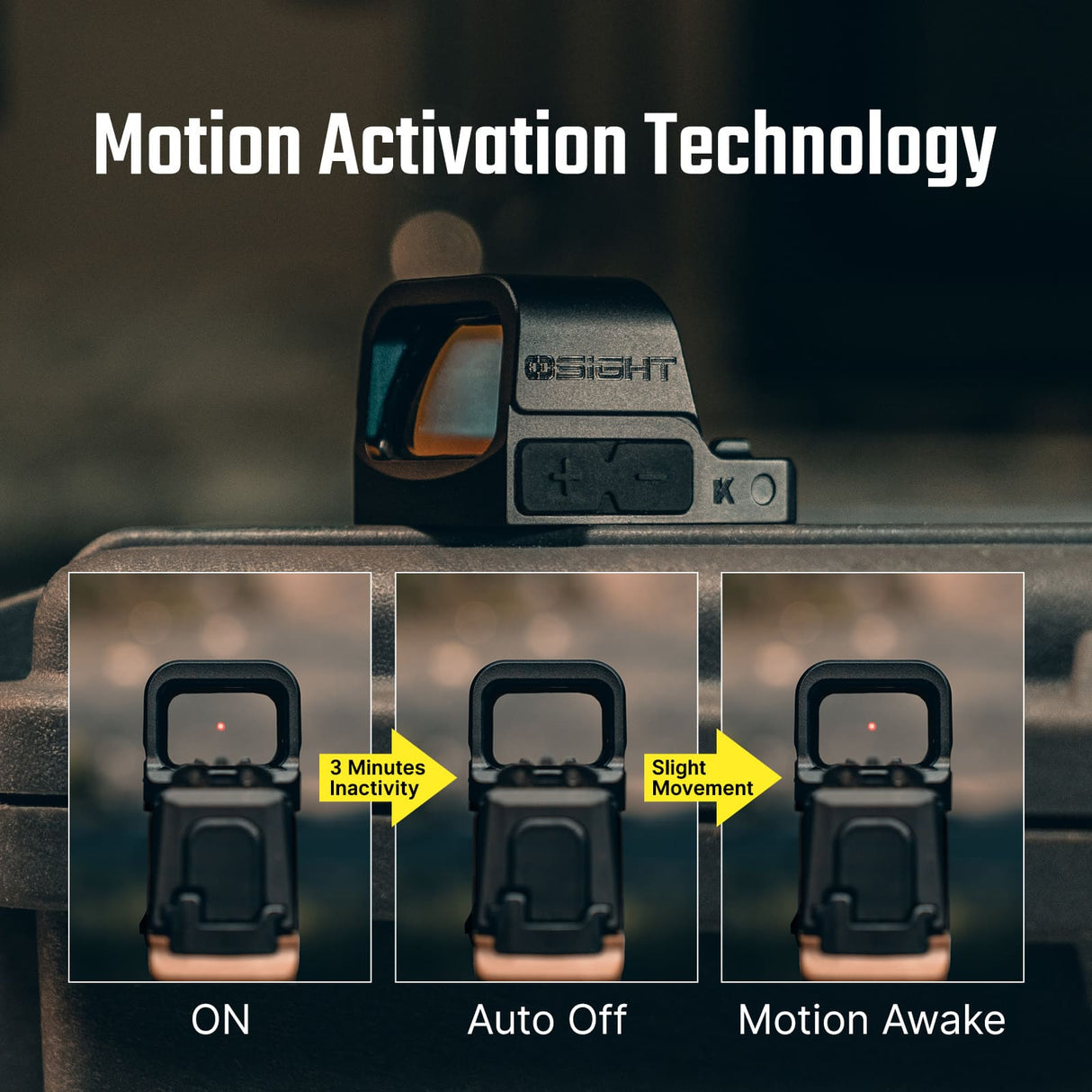 Osight K Reflex Red Dot – 6 MOA Dot with Side-Loading Battery, RMSc Footprint, Motion Sensor