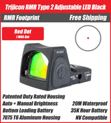 Trijicon RMR Type 2 Adjustable LED Red Dot Sight Black - 7075 T6 Aluminum - Available in 1, 3.25, and 6.5 MOA Versions