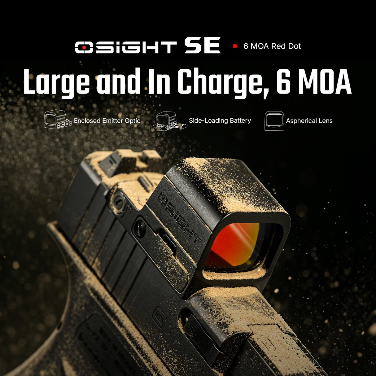 Osight SE Enclosed Red 6 MOA Dot, Side Battery, RMSc Footprint