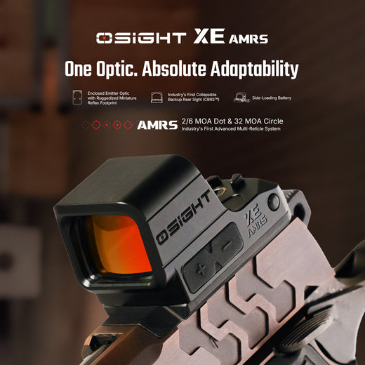 Osight XE Enclosed Red Dot Sight, RMR Footprint, 2/6+32 MOA Multi-Reticle System, Battery Operated