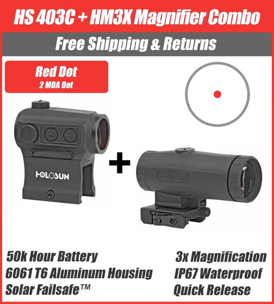 Holosun 403C + HM3X 3X Magnifier Combo - HS403C+HM3X Holosun 403C + HM3X 3X Magnifier Combo - HS403C+HM3X