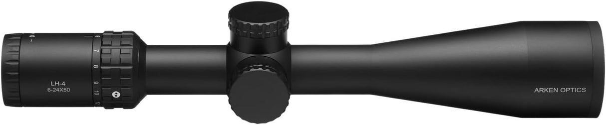 Arken Optics LH-4 6-24x50 FFP FFP Rifle Scope with Illuminated Reticle and Capped Tool-Less Turrets - 30mm Tube