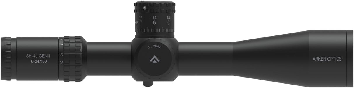 Arken Optics SH4J 6-24X50 Rifle Scope FFP Illuminated Reticle with Zero Stop 34mm Tube