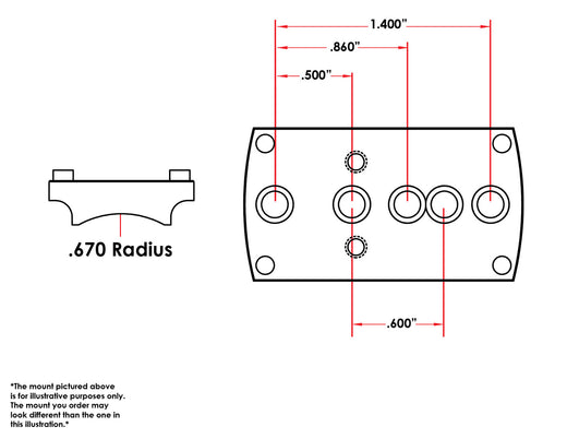 Universal Vortex Viper / Venom .670" Radius Sight Mount (fits Burris FastFire, Docter, Viridian RFX25)