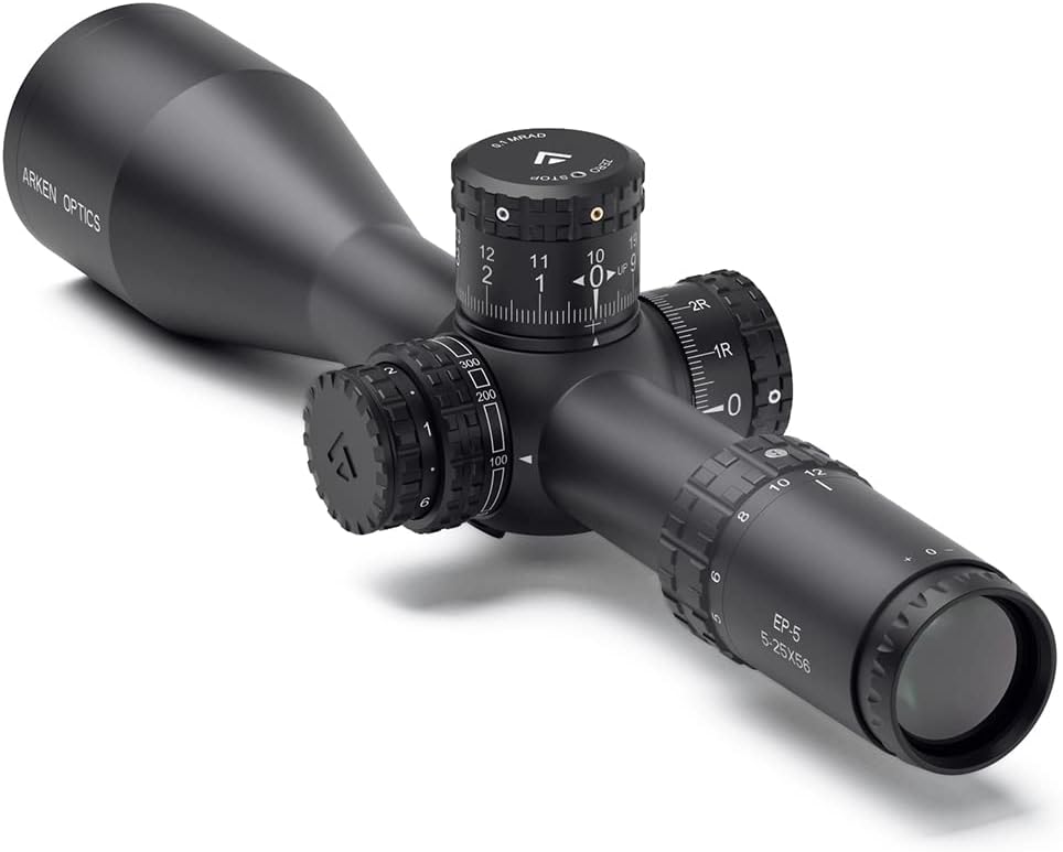 Arken Optics EP5 5-25X56 Rifle Scope FFP VPR Illuminated Reticle with Zero Stop 34mm Tube