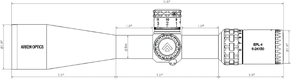 Arken Optics EPL4 6-24×50 FFP Illuminated Reticle with Zero Stop 30mm Tube Lightweight Rifle Scope