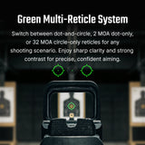 Osight SE Enclosed Green MRS Reticle 2 MOA Dot + 32 MOA Circle, Side Battery, RMSc Footprint