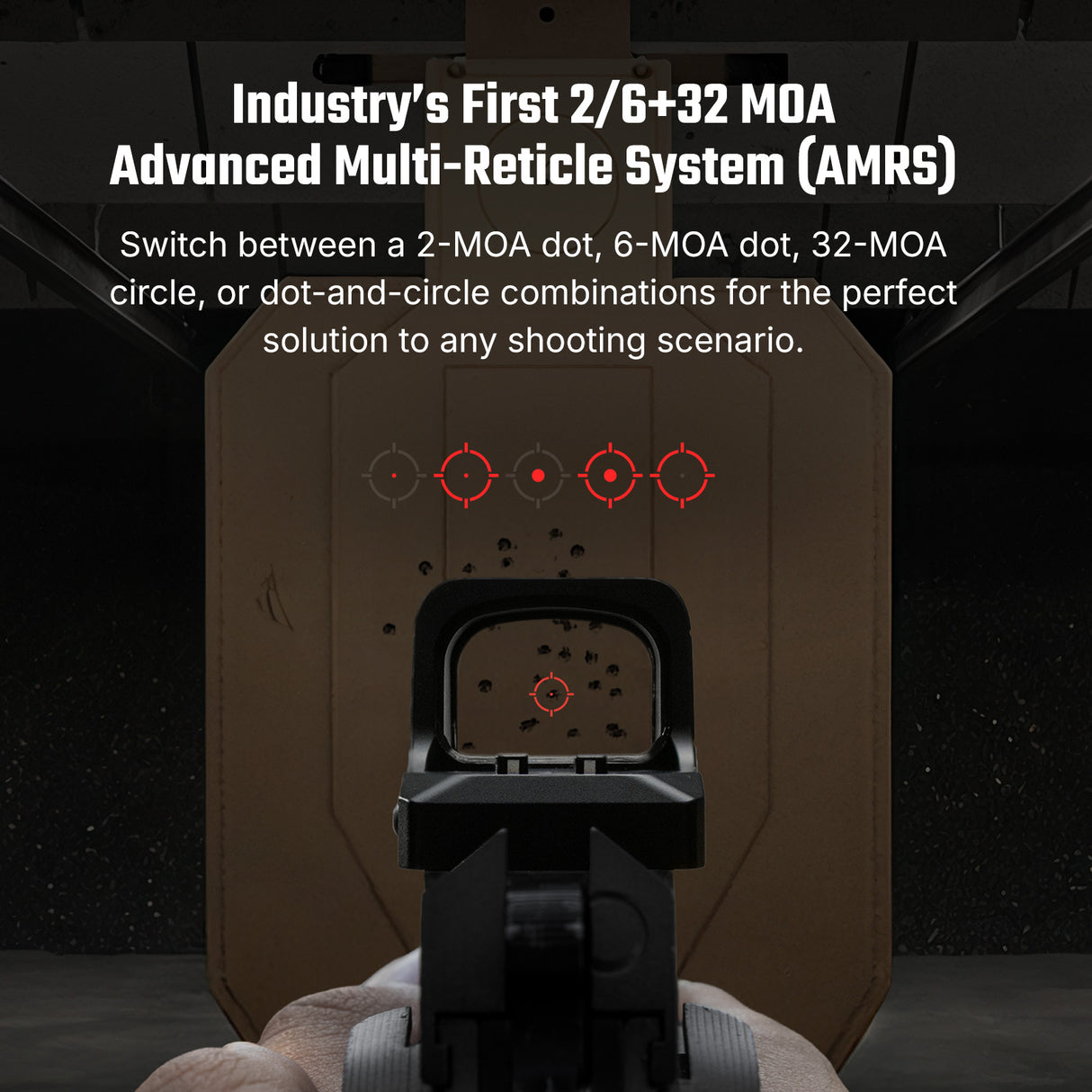 Osight XE Enclosed Red Dot Sight, RMR Footprint, 2/6+32 MOA Multi-Reticle System, Battery Operated