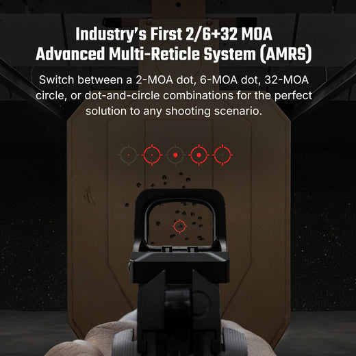 Osight XE Enclosed Red Dot Sight, RMR Footprint, 2/6+32 MOA Multi-Reticle System, Battery Operated