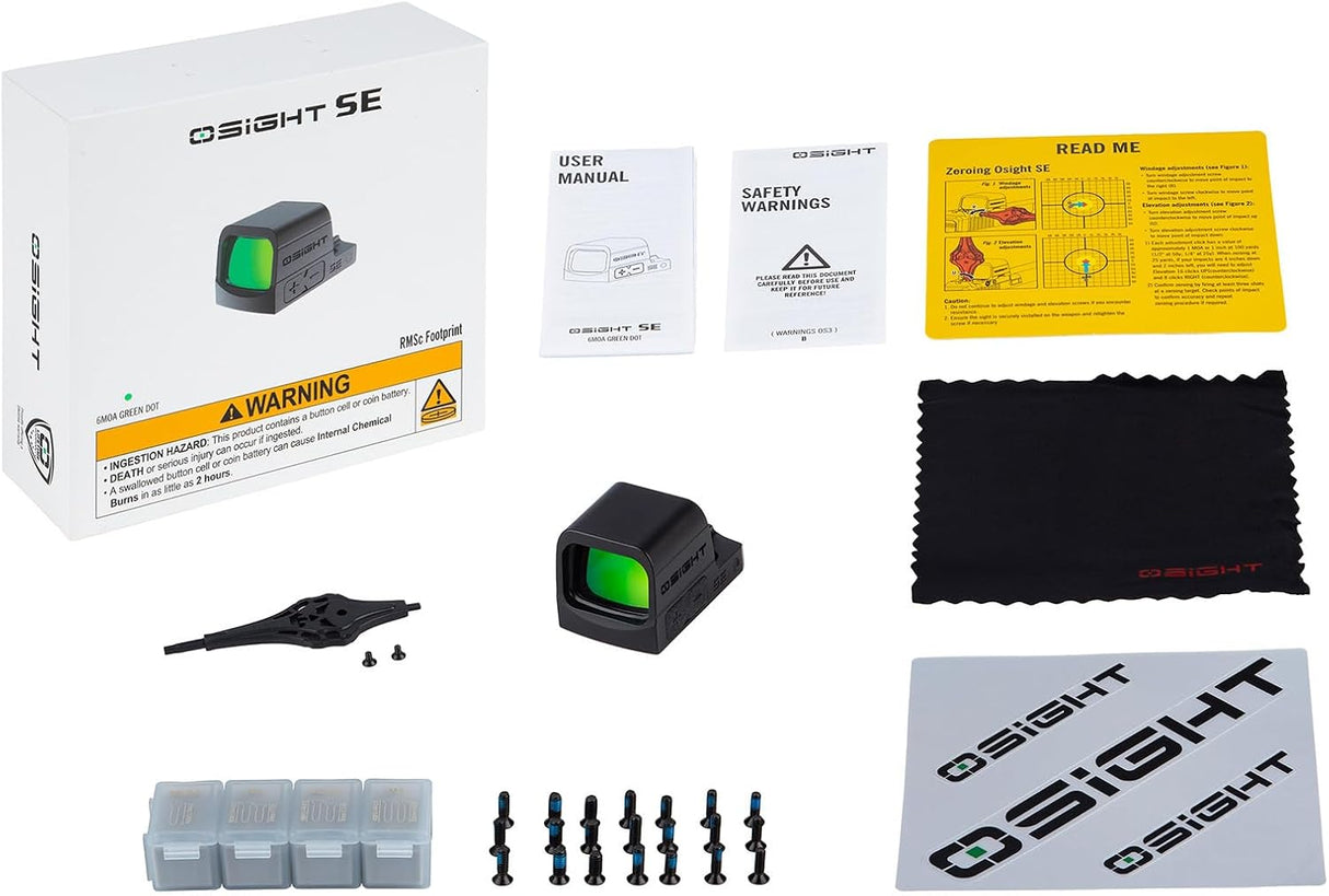 Osight SE Enclosed Green 6 MOA Dot, Side Battery, RMSc Footprint
