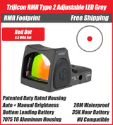 Trijicon RMR Type 2 Adjustable LED Red Dot Sight Grey - 7075 T6 Aluminum - Available in 1, 3.25, and 6.5 MOA Versions