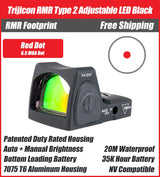 Trijicon RMR Type 2 Adjustable LED Red Dot Sight Black - 7075 T6 Aluminum - Available in 1, 3.25, and 6.5 MOA Versions