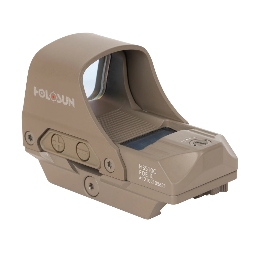 Holosun HS510C FDE Red Dot 65 MOA Circle 2 MOA Red Dot Aluminum Housing Matte Finish Solar with Internal Battery - HS510C-FDE